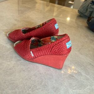 Red Woven Wedges
